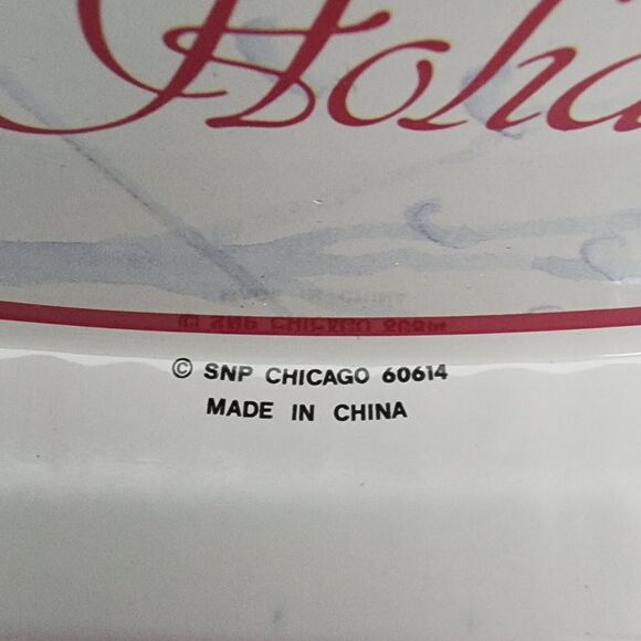 SNP Holiday Tin Tray Home For The Holidays with Red Bridge & Sleigh 11.5 In READ - Picture 8 of 9